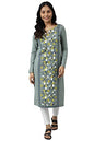 Green Placement Print Ethnic Winter Kurta