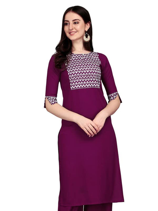 Sanisa Women's Digital Patch Rayon Straight Kurti