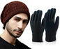 Weavers Villa Set Of Snow Proof Inside Fur Acro Wool Unisex Beanie Cap Knit Hat Thick Fleece Lined Winter Cap With Gloves For Me