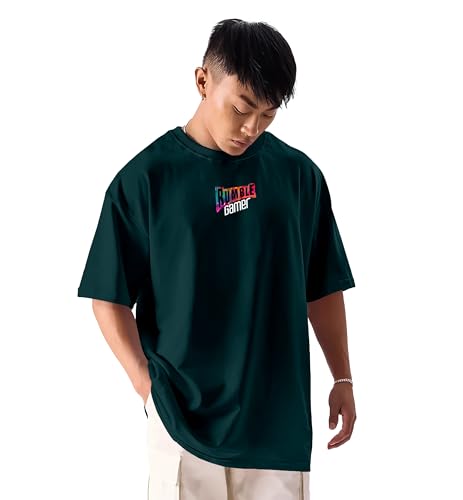 KYDA Mens Oversized 100% Cotton Round Neck Front and Back Printed Tshirt (Pack of 1)