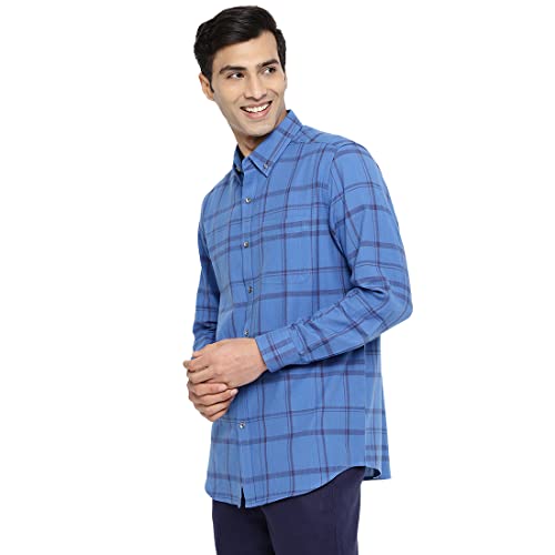 Fabindia MenS Checks Relaxed Fit Shirt (102971901_Blue