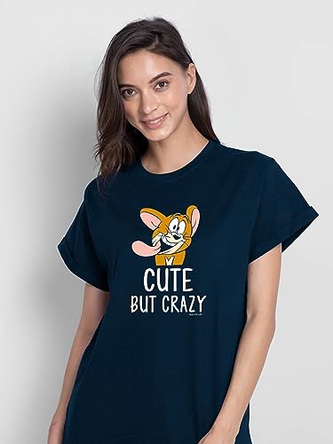 Bewakoof X Official Tom & Jerry Merchandise Womens Graphic Printed 100% Cotton T-Shirts (Pack of 2) - Boyfriend Fit, Round Neck
