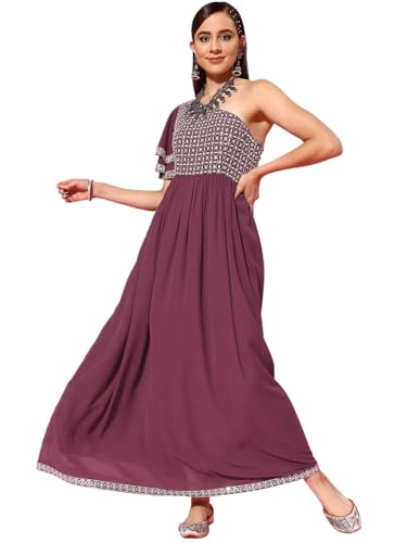 Libas WomenS Georgette Gown Maxi Dress (26501_Mauve
