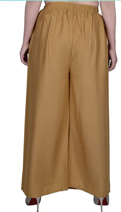 Fashion Gallery WomenS Rayon Relaxed Fit Palazzo Pants With Full Length Pull On Closure And Elasticated Flexible Waist|Palazzo
