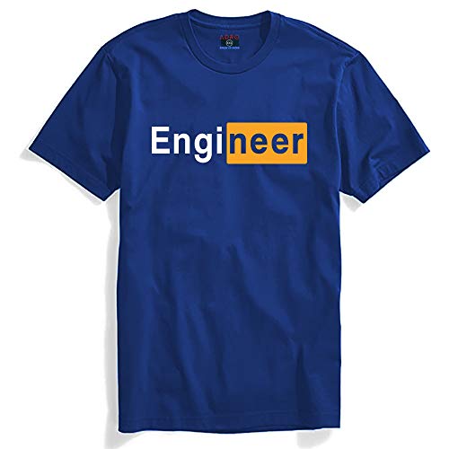 ADRO Engineer Mens Cotton Printed T-Shirt (R21-M-EGN-RB_Royal Blue_XL)