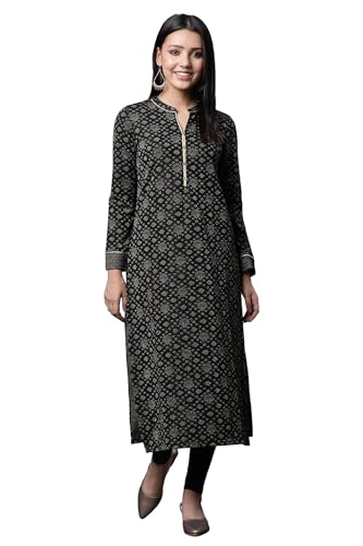 Aurelia Black Jacquard Festive Winter Kurta and Tights Set