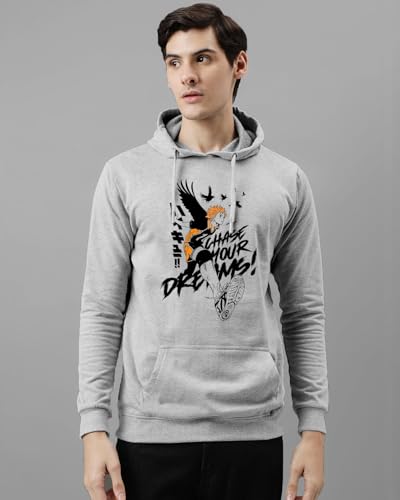 ADRO Men's Printed Hoodie - Cotton, Grey, Size 34, Model H24-M-DREAM-GR