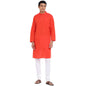 Fabindia Men Cotton Long Kurta Comfort Fit Orange_L