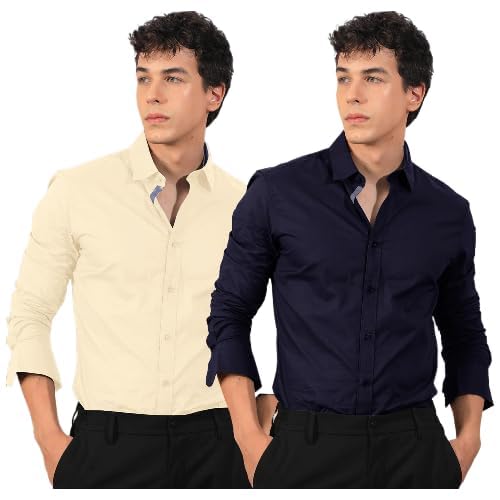 Pinkmint Mens Long Sleeve Button Down Shirt for Men Collared Casual Formal Soild Shirt