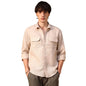 Campus Sutra Mens Khaki Beige Solid Utility Shirt for Casual Wear | Spread Collar | Long Sleeve | Button Closure | Shirt Crafte
