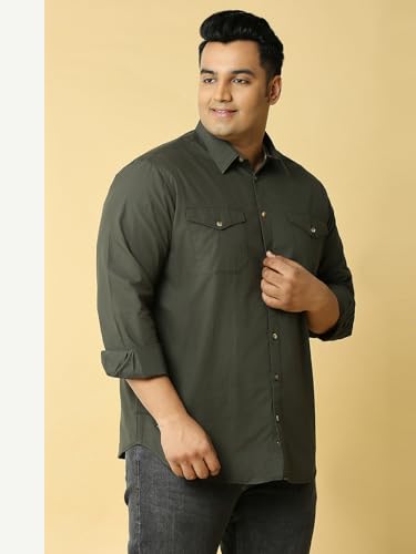 Thomas Scott Mens | Full Sleeve | Solid | Double Pockets | Regular Fit | Plus Size | 100% Cotton | Spread Collar | Casual | Shir