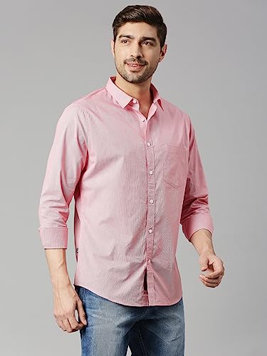 Thomas Scott Mens Solid Slim Fit 100% Cotton Casual Shirt with Spread Collar and Long Sleeve