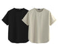 Juneberry Pure 100% Cotton Oversized Loose Baggy Fit Round Neck With Drop Shoulder Black & Swanwhite Half Sleeves Boyfriend T-Sh