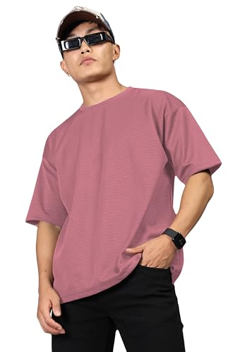Shodox Mens Dotted Solid Unique Design Oversized Tshirt For Men - Round Neck Loose Fit Drop Shoulder Mens T-Shirt(Pack Of 1)