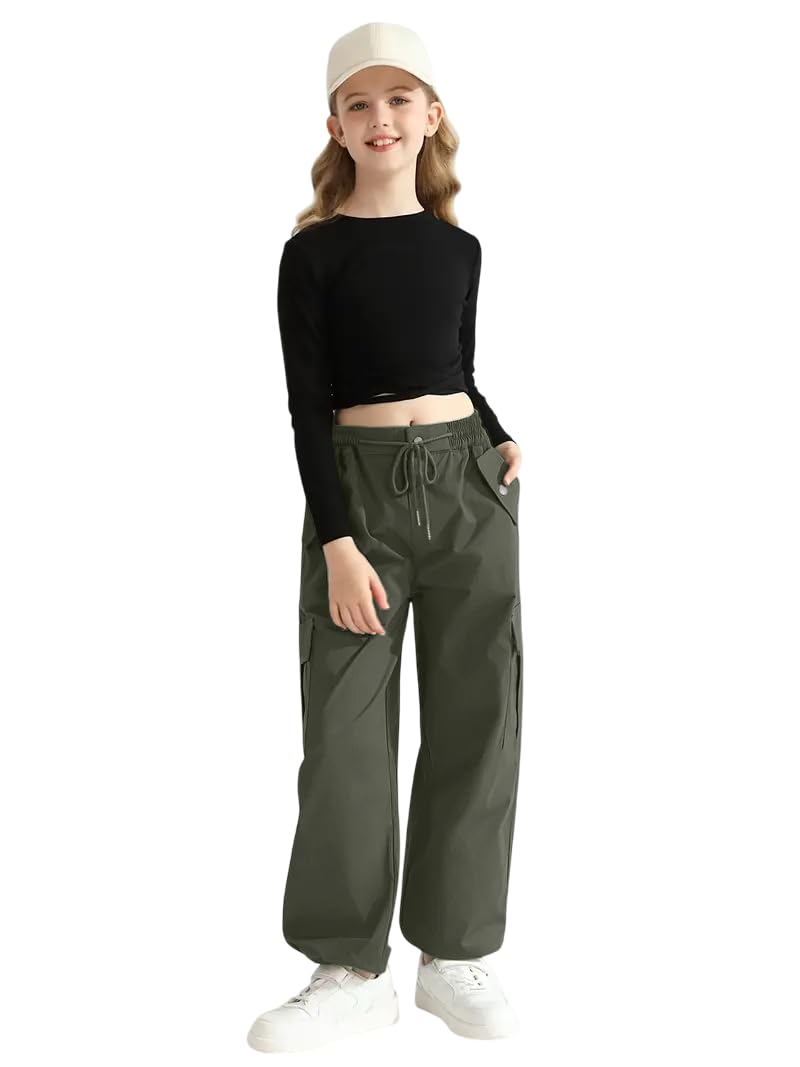TAGAS Regular Cargo Pant ||Relaxed Trouser Joggers for Girls || (GC-45_Olive