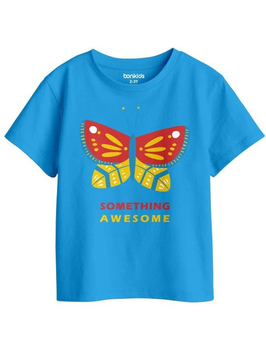 Bon Organik Girls Regular Fit T-Shirt (BON16031_Blue