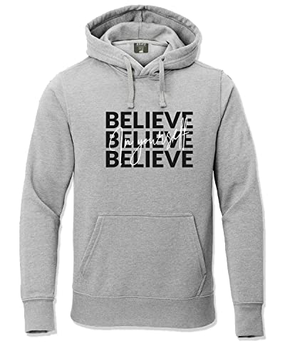 ADRO Believe in Your Self Printed Hoodie/Sweatshirt for Men (H22-M-INV-GR_Grey_XL)