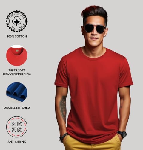 ADRO T Shirts Pack of 2 Mens Tshirts Cotton T Shirts for Men Tshirt T-Shirts Combo T Shirts Tshirts for Men Plain Solid Tshirts