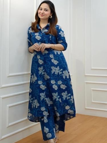 Greciilooks Rayon Below The Knee Formal Travel Floral Printed Ethnic Co-Ord Kurta Set For Women (Available In 2Xl And 3Xl) (Gl-W