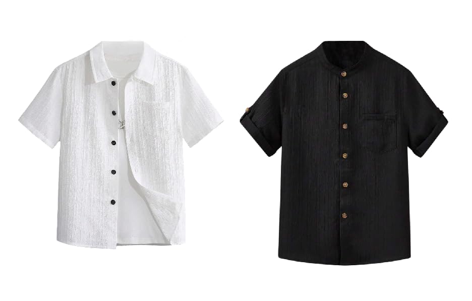 TAGAS Boys Regular Fit Shirt (BS-2033(Combo)_White-Black
