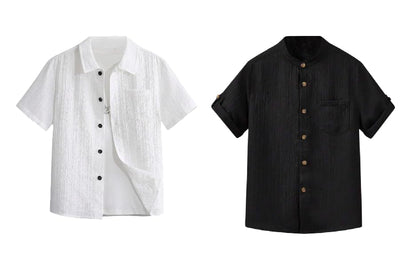 TAGAS Boys Regular Fit Shirt (BS-2033(Combo)_White-Black