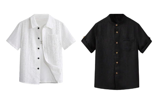 TAGAS Boys Regular Fit Shirt (BS-2033(Combo)_White-Black