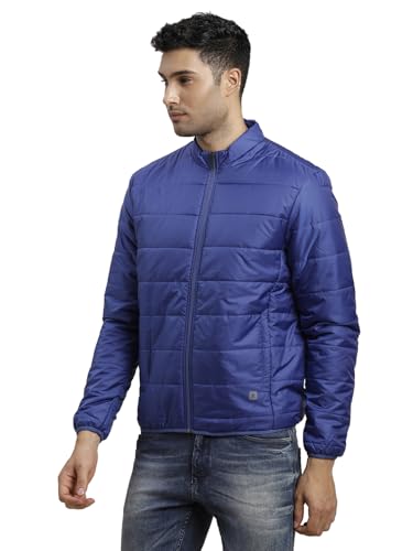 Turtle Men Nylon Solid Blue Zipper Windcheater Jacket