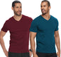ADRO Men's V Neck Combo Plain Cotton T-Shirts_VCM2-PLN-MR-SB-XL