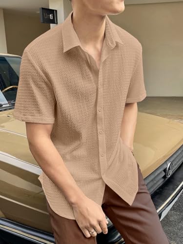 Greciilooks For Casual Stylish Polycotton Regular Formal Shirt Light Brown