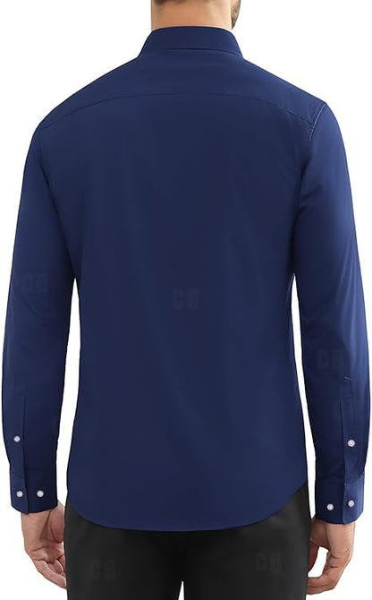 CB-COLEBROOK Mens Cotton Casual Classic Design Button Up Shirt with Chest Pocket, Male Clothes for Spring and Fall Business Occ