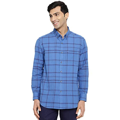 Fabindia MenS Checks Relaxed Fit Shirt (102971901_Blue