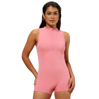 Bliss Swimsuit - Sleeveless, Shorts That Dont Ride up, Zippered Front, Racerback Design, UPF 50+ Sun Protection, Full Coverage,