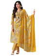 Varanga floral printed Kurta with mirror detailing paired with printed trouser and dupatta.