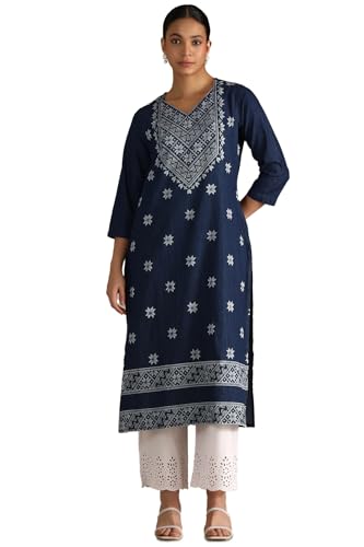 Soch Womens Indigo Denim Geometric Print Kurta