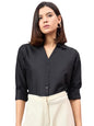 Style Quotient Women Black Solid Formal Shirt