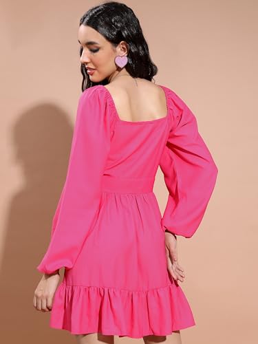 Ketch WomenS Polyester Fit And Flare Mini Dress (Khj6000589_Pink