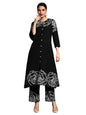 Varanga Women-Bold Floral Placement Printed Flared Kurta With Trouser Black