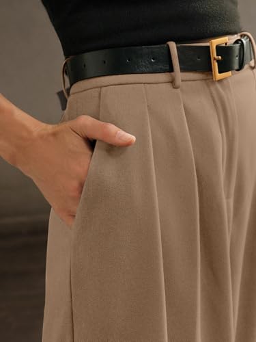 Greciilooks High Waist Cotton Trousers For Women  Flared Parachute Pants With Side Pockets | Casual Travel Cargo Pants Khakhi