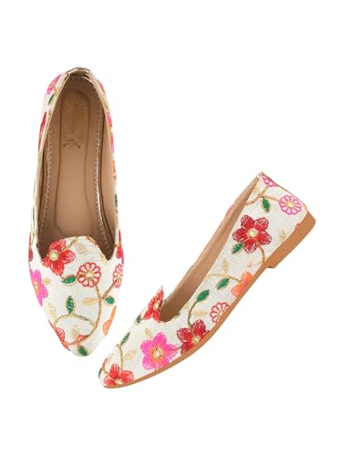 Shoetopai WomenS Multi Ethnic Embroidered Slip-On Belly With Mirror Work  Traditional Multicolor Juttis For Casual & Festive Eu