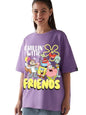 Bewakoof Heavy Duty 1.0 Official Spongebob Merchandise Womens Graphic Print Oversized Fit Half Sleeve Round Neck Terry T-Shirt_