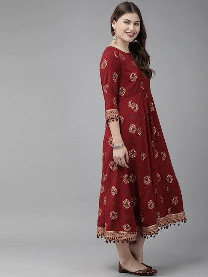 ANNI DESIGNER Women's Rayon Printed Anarkali Kurta (Jaikara)