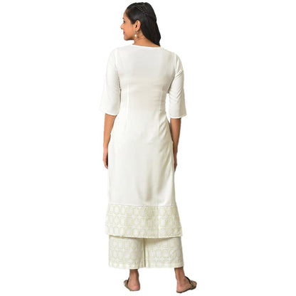 Aurelia Green Floral Printed Cotton Kurta And Trousers Set For Women