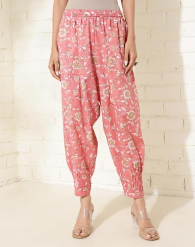 Fabindia Pink Cotton Hand Block Printed Salwar