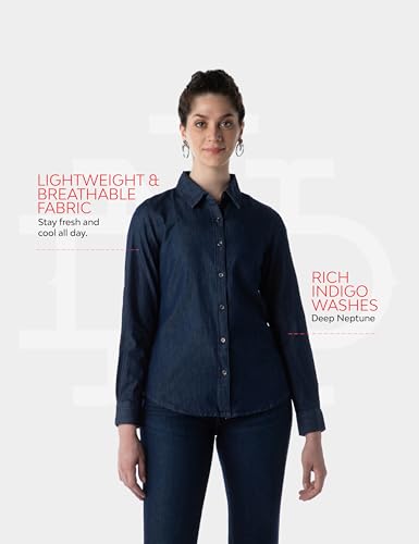 INKD Womens Regular Fit Shirt (INKAW23WSH-027_Deep Neptune