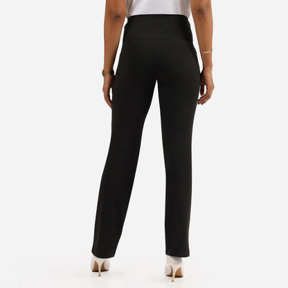 BlissClub Ultimate Sculpt Straight Pants -Tall Above 55, Ribbed Waistband, 2 Zippered Pockets, Feels Like Second Skin, Straight