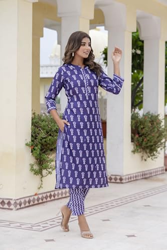 LookMark Regular Printed Cotton Blend Straight Kurta Pant Set-Elegant Ethnic Wear Ensemble Modern Women, Perfect for Any Occasion