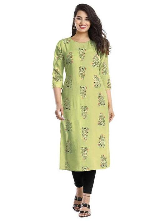 Pinkmint WomenS Cotton KurtiS L Fancy Printed Kurta L Regular Home Wear L Printed Cotton Kurti (Pack Of 1) Light Green