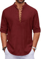 Macsivo MenS Stylish Mandarin Collar Kurta | Casual Ethnic Fusion Shirt For Daily, Party & Travel | Full Sleeves | Cotton Polye