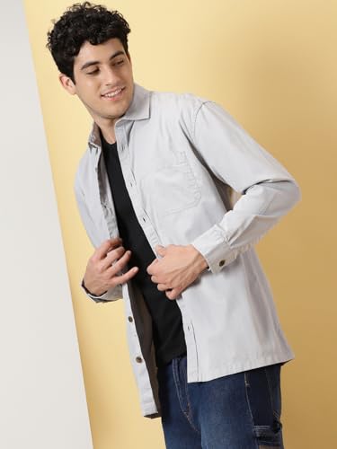 Thomas Scott Mens Oversized Fit Shirt (TS1247_Grey