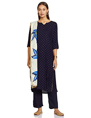 ANNI DESIGNER Women's Handpainted Suit Set (TAE Rayon Blue)